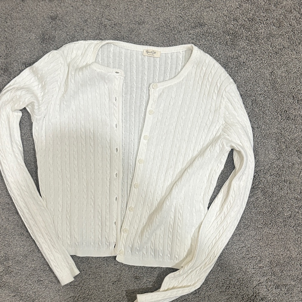 Brandy Melville White Cable Knit Cardigan